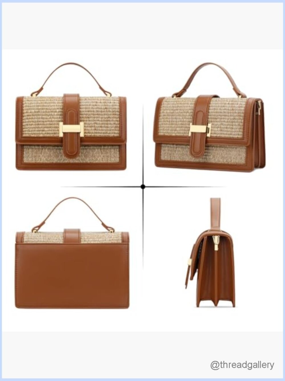 Crossbody Bag with Detachable Strap, Top Handle, Faux Leather, Medium - Picture 6 of 7